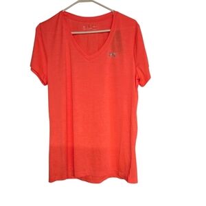 Under Armour Women's Orange Loose Heatgear Athletic Top Sz Large NEW